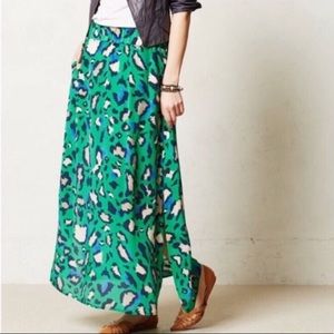 Anthro - 100% Silk Leopard Maxi Skirt - Size M